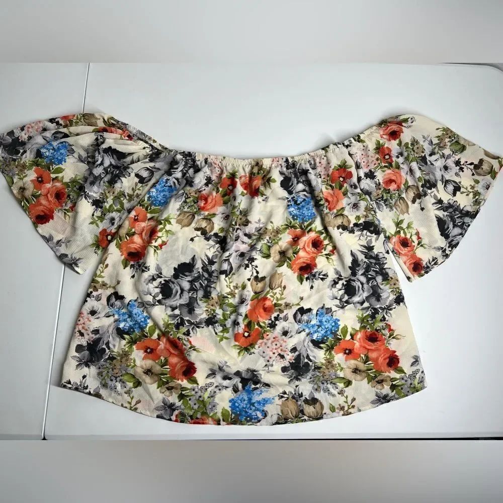ODDY BOHEMIAN OFF SHOULDER BLOUSE TOP FLORAL PRINT SIZE M